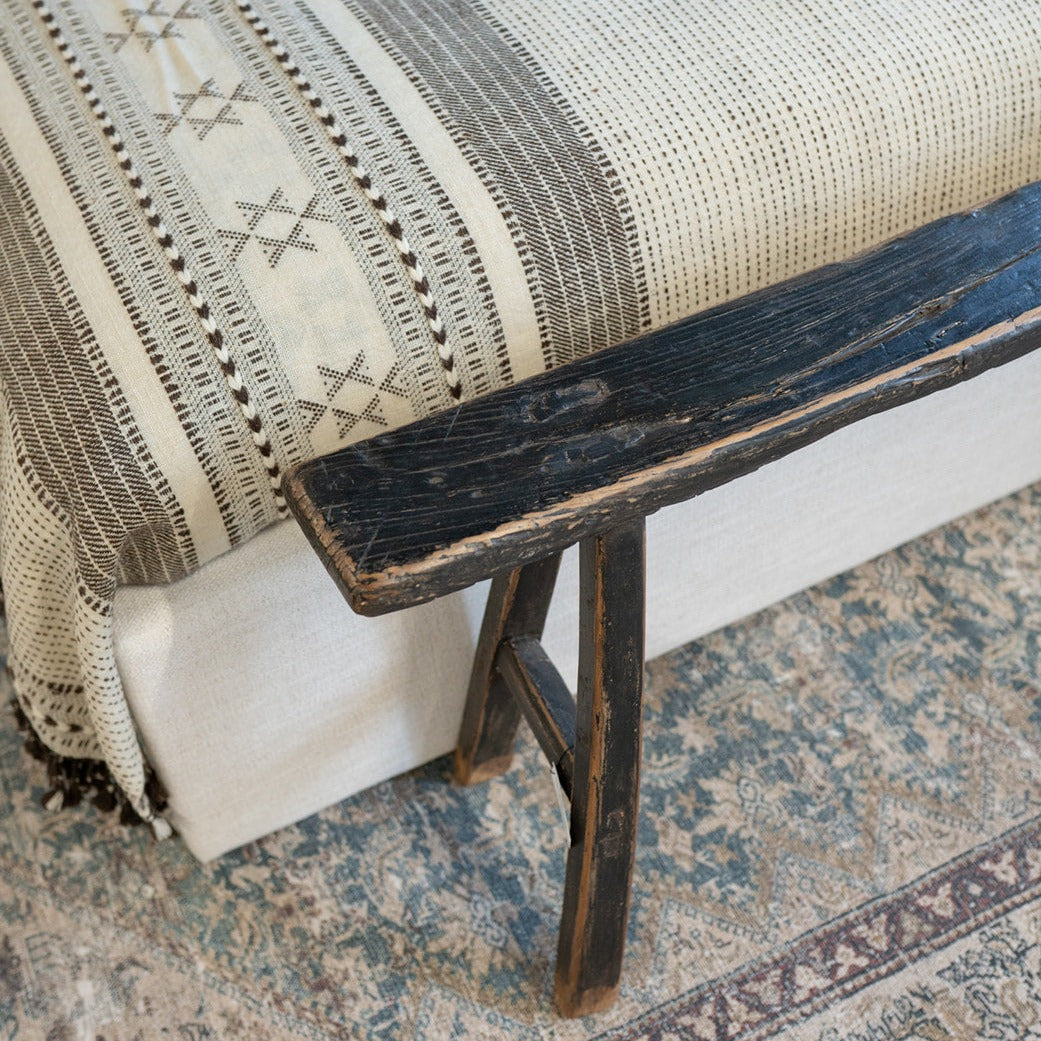 Alic Vintage Elm Wood Bench - Black 0-VINTAGE-bench Hauer Market