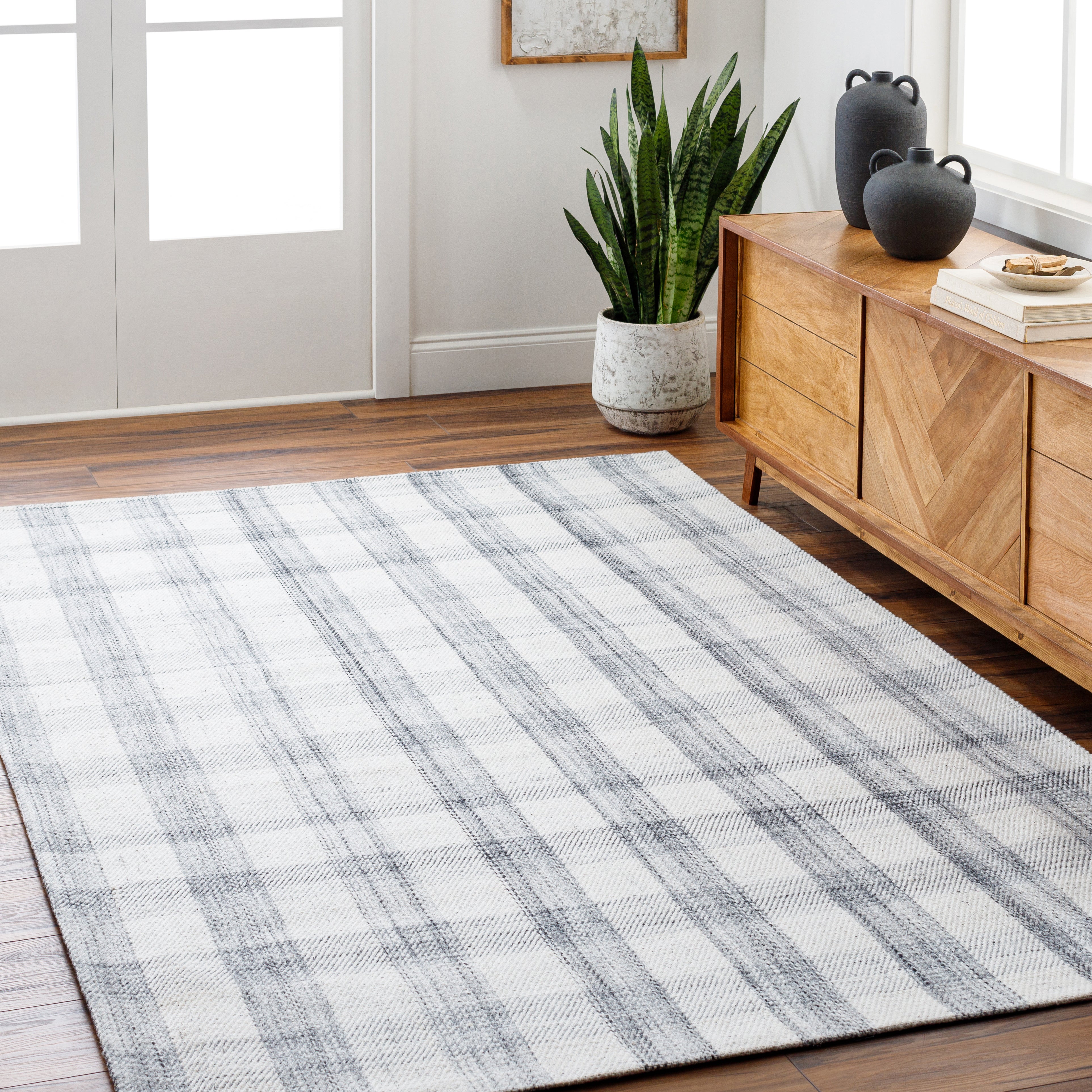 Becki Owens Sammy Silver Plaid Rug 0-RUGS-patterned Surya
