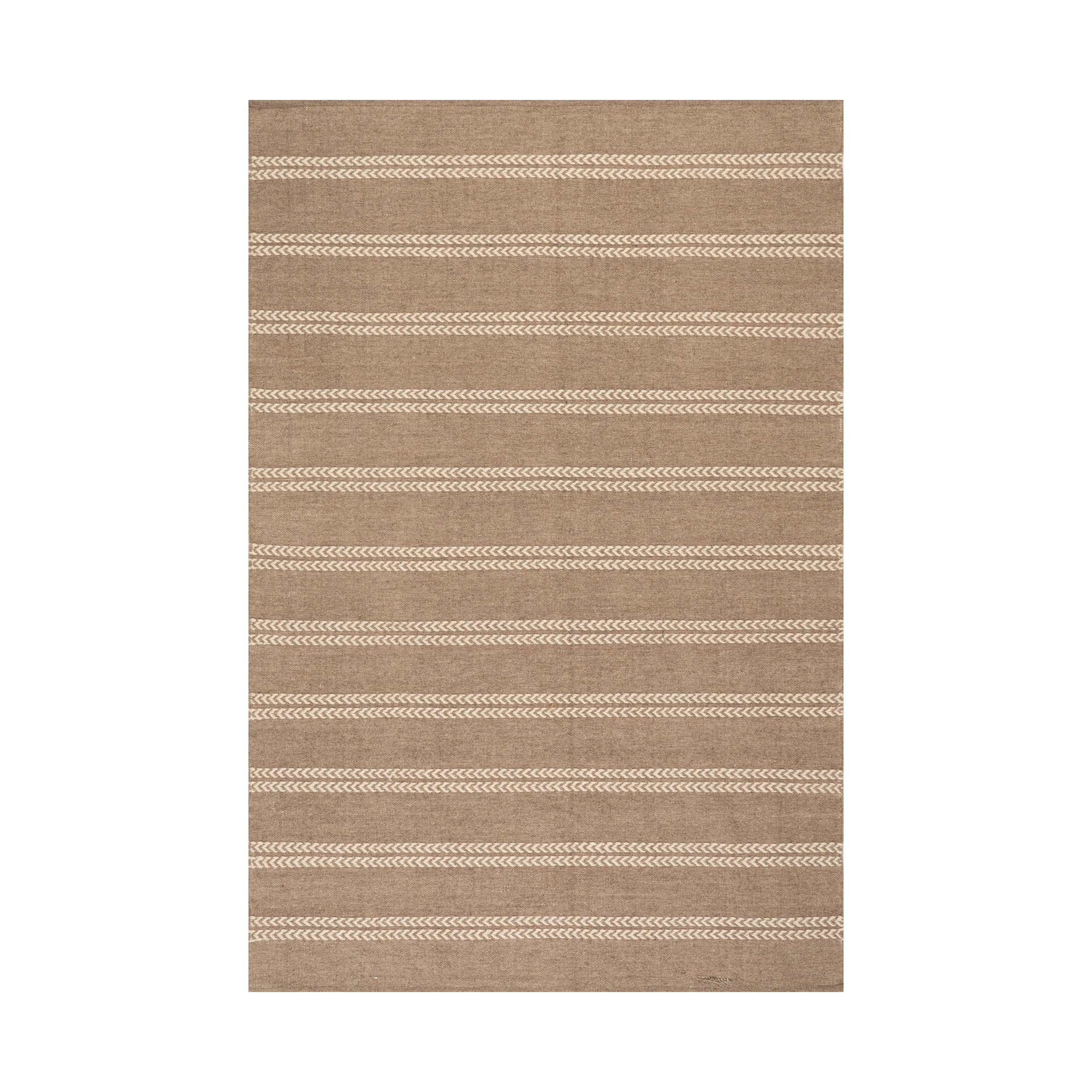 Nate Berkus York Striped Wool Cozy Area Rug RUGS - wool Dash & Albert Brown 3' x 5'