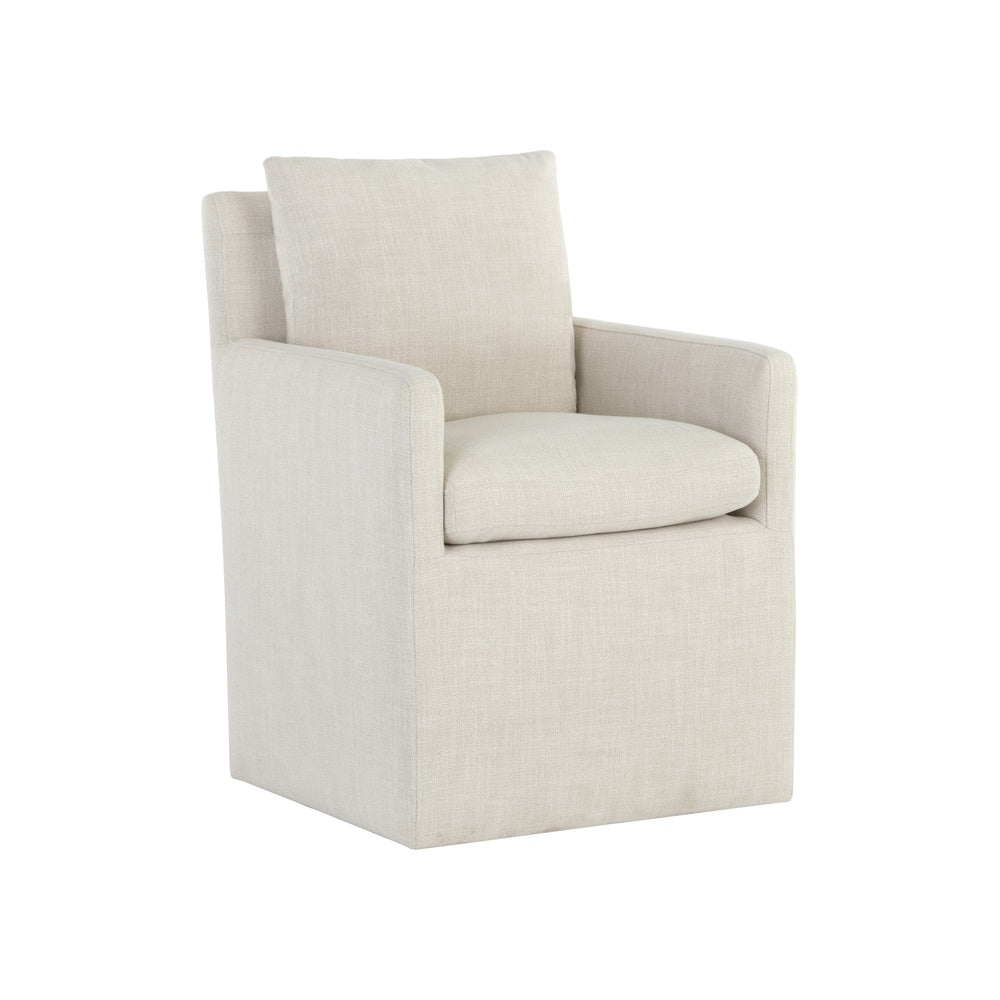 Glenris Wheeled Dining Armchair FURNITURE - dining chair Sunpan Effie Linen