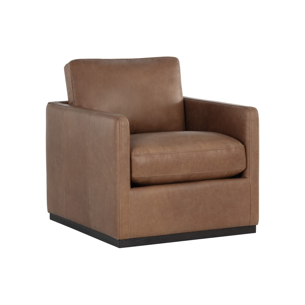 Portel Swivel Lounge Chair FURNITURE - lounge chair Sunpan Marseille Camel Leather