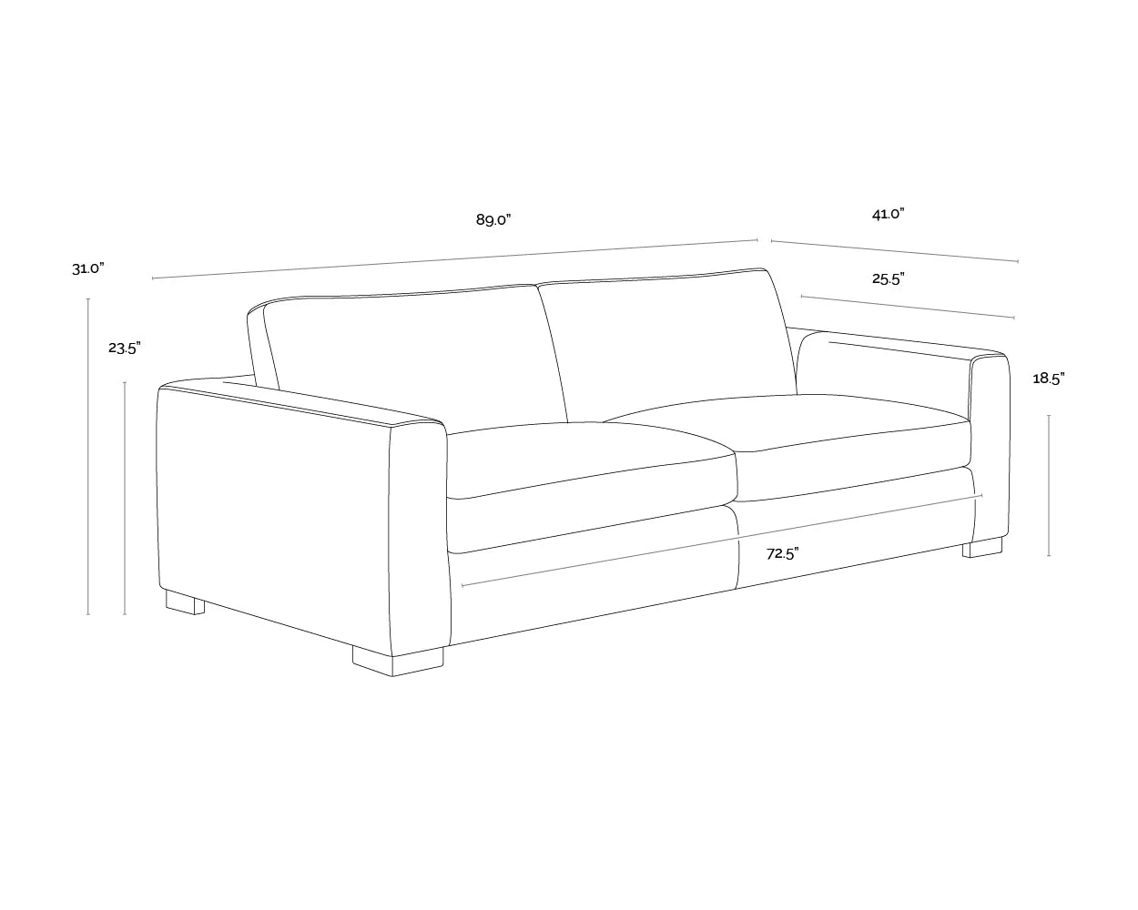 Baylor 72" Sofa FURNITURE - sofa Sunpan