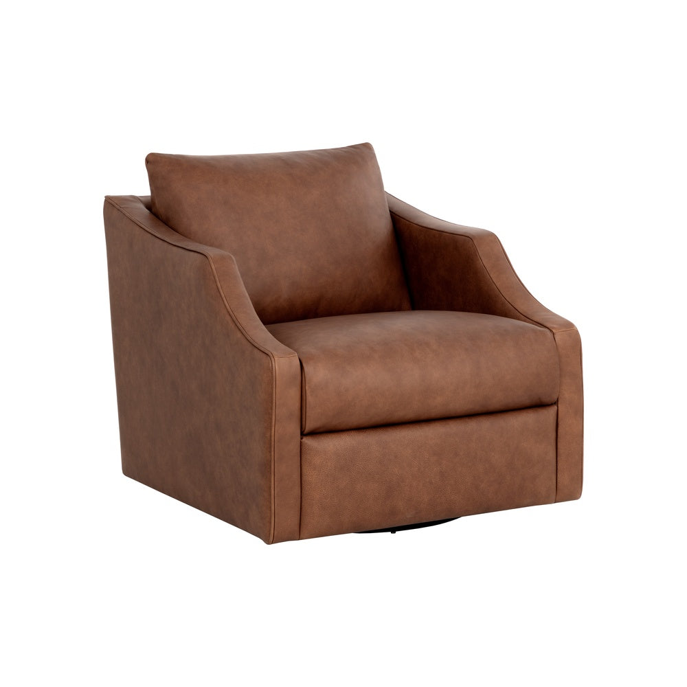 Orson Swivel Lounge Chair FURNITURE - lounge chair Sunpan Cognac Leather