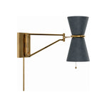 Gable Swing Arm Sconce LIGHTING - wall sconces Regina Andrew Antique Natural Brass with Storm Blue Shade