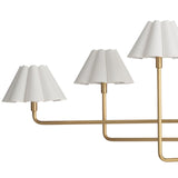 Polly Metal Chandelier (Natural Brass with White Scalloped Shade)