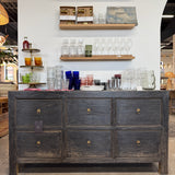 FLOOR MODEL - Reid Reclaimed Wood Sideboard - Weathered Black - 6-Drawer FURNITURE - floor model Hauer Market