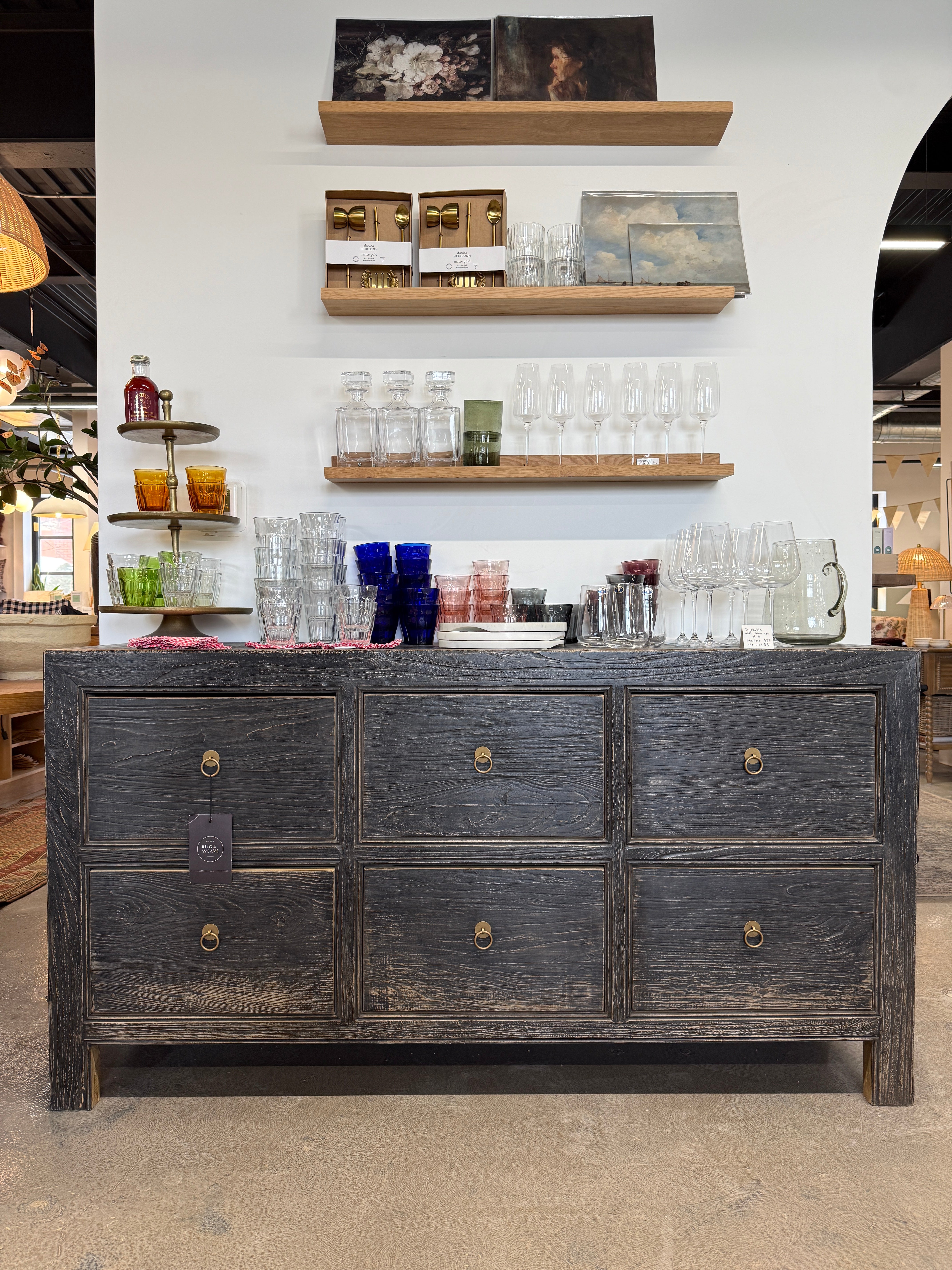 FLOOR MODEL - Reid Reclaimed Wood Sideboard - Weathered Black - 6-Drawer FURNITURE - floor model Hauer Market