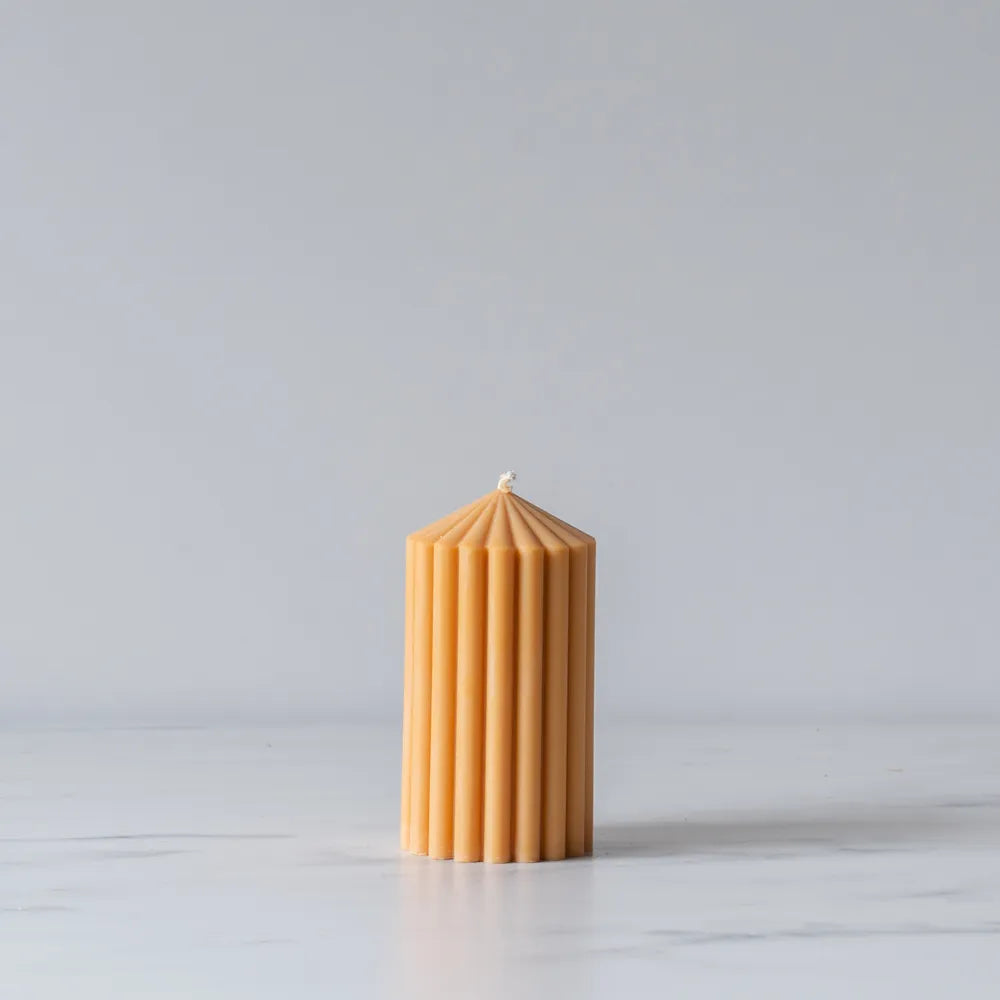 Amber Ribbed Pillar Candle - Rug & Weave