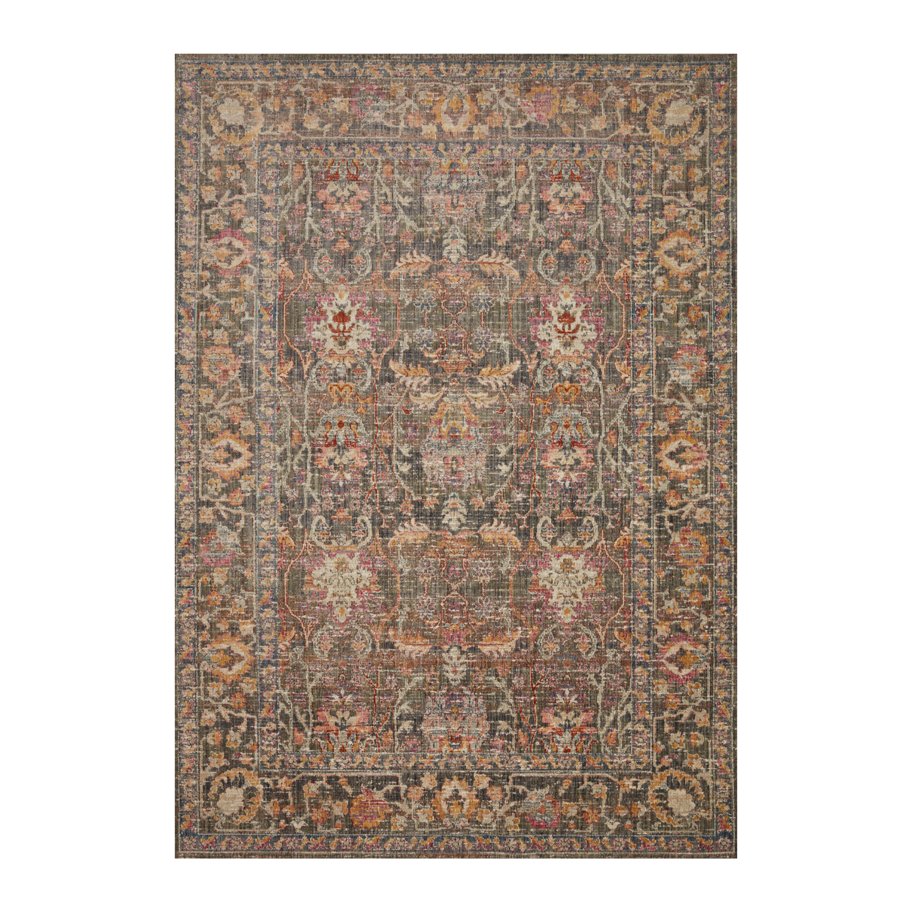 Chris Loves Julia x Loloi Rosemarie Stone / Multi Rug RUGS - patterned Loloi 3'2" x 3'2" round