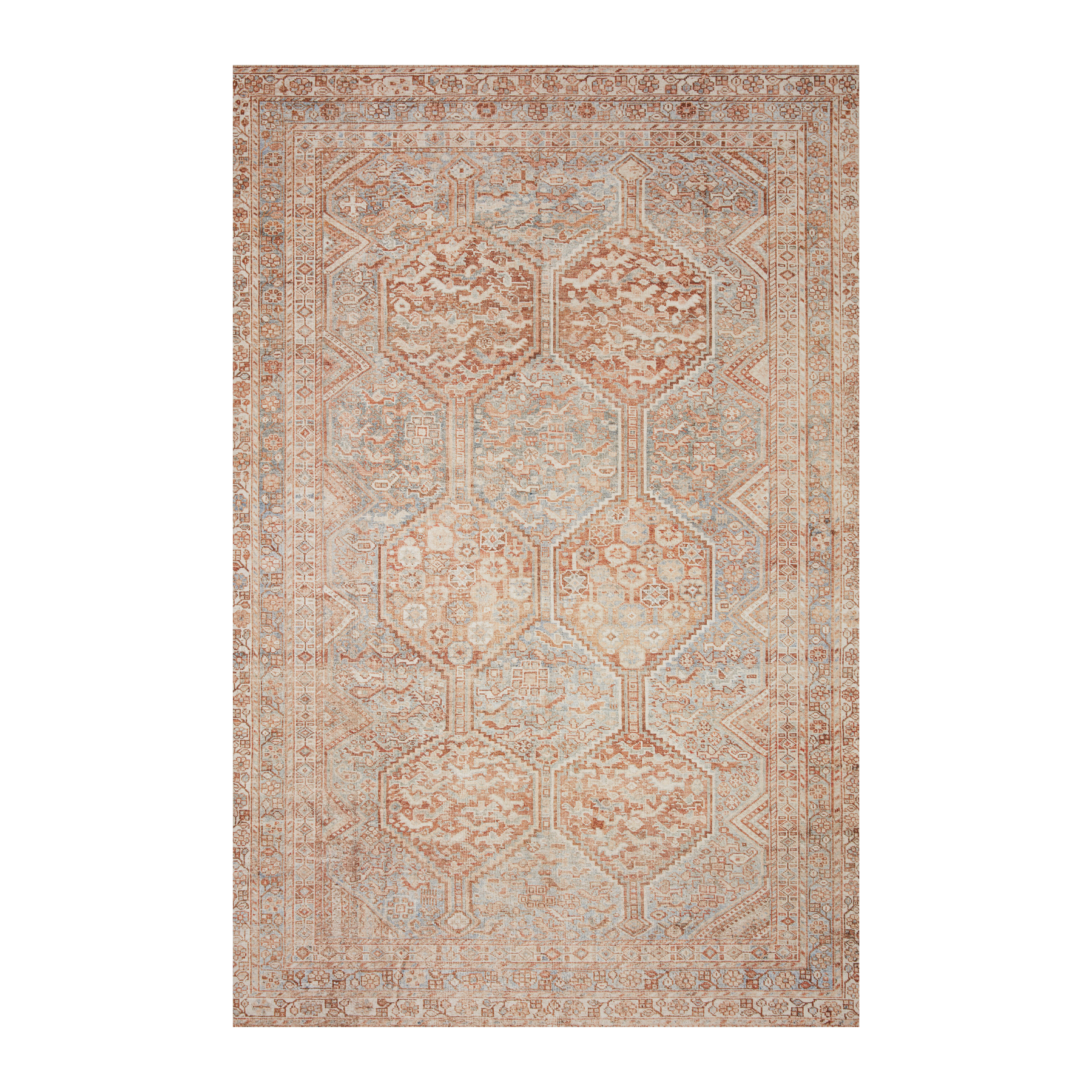 Chris Loves Julia x Loloi Jules Tangerine / Mist Rug RUGS - patterned Loloi 18" x 18" SAMPLE