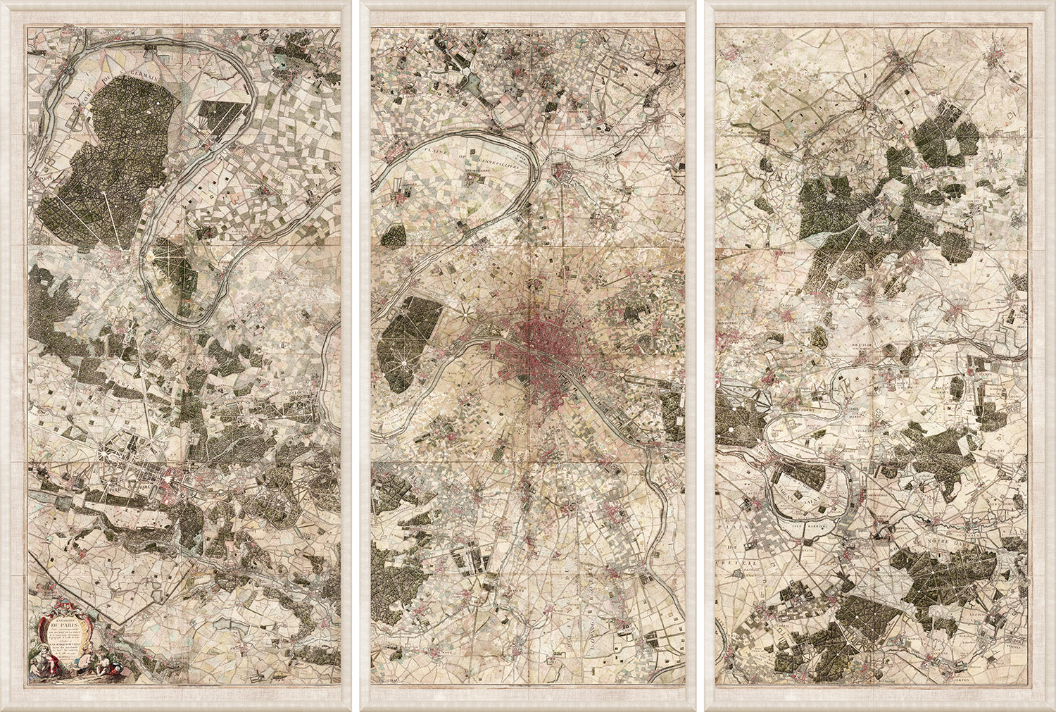 "1740 Environs de Paris" Framed Art Print ARTWORK - framed print Celadon Art Triptych