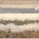 "Hudson River School - Clouds from the Catskills 1870" Framed Art Print ARTWORK - framed print Celadon Art Large Framed Canvas Light Wood