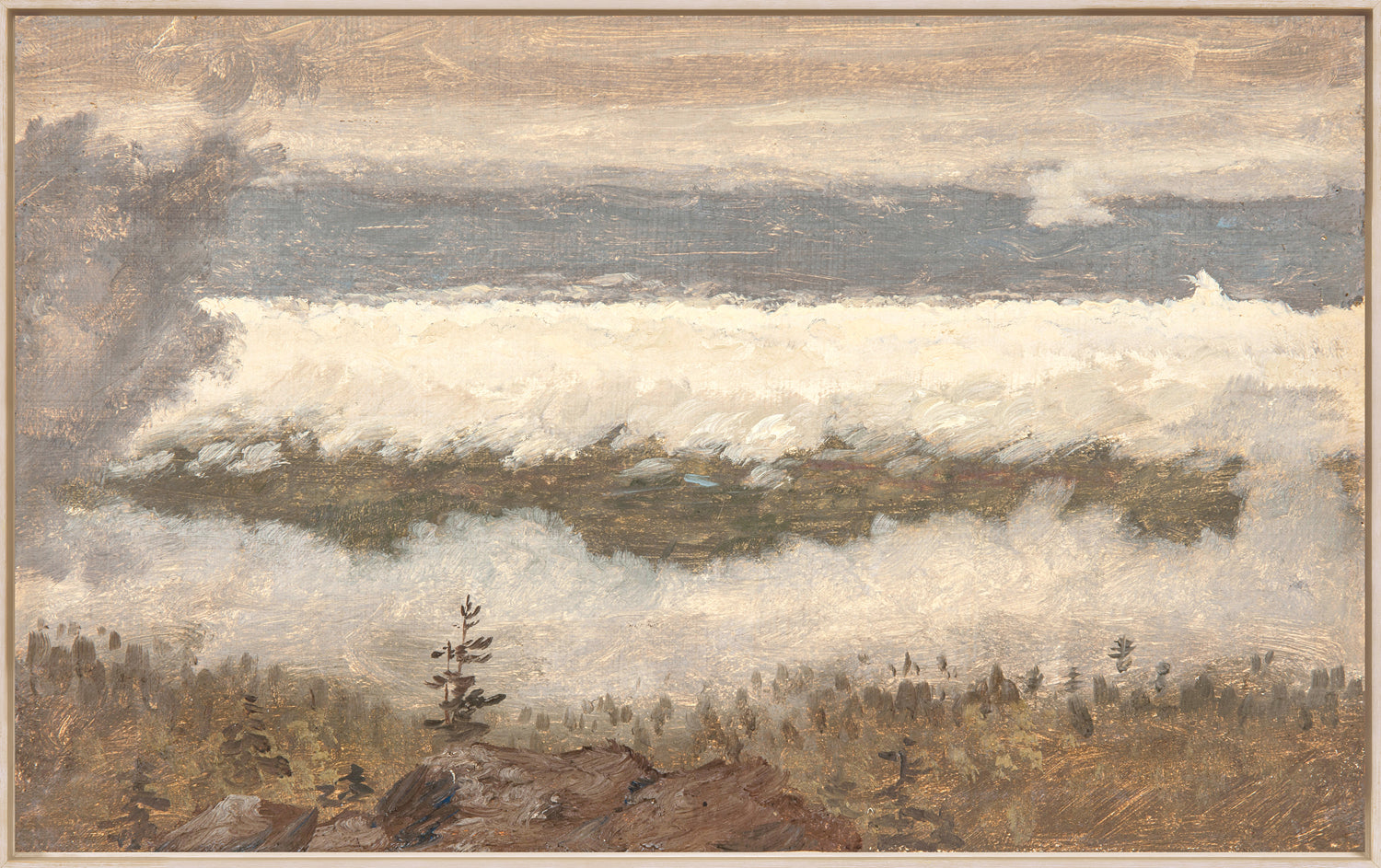 "Hudson River School - Clouds from the Catskills 1870" Framed Art Print ARTWORK - framed print Celadon Art Large Framed Canvas Light Wood