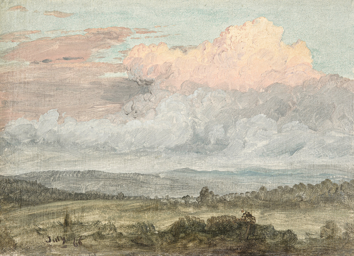 "Hudson River School - Hudson Valley Clouds 1870" Framed Art Print ARTWORK - framed print Celadon Art Large Gallery Wrap Canvas None