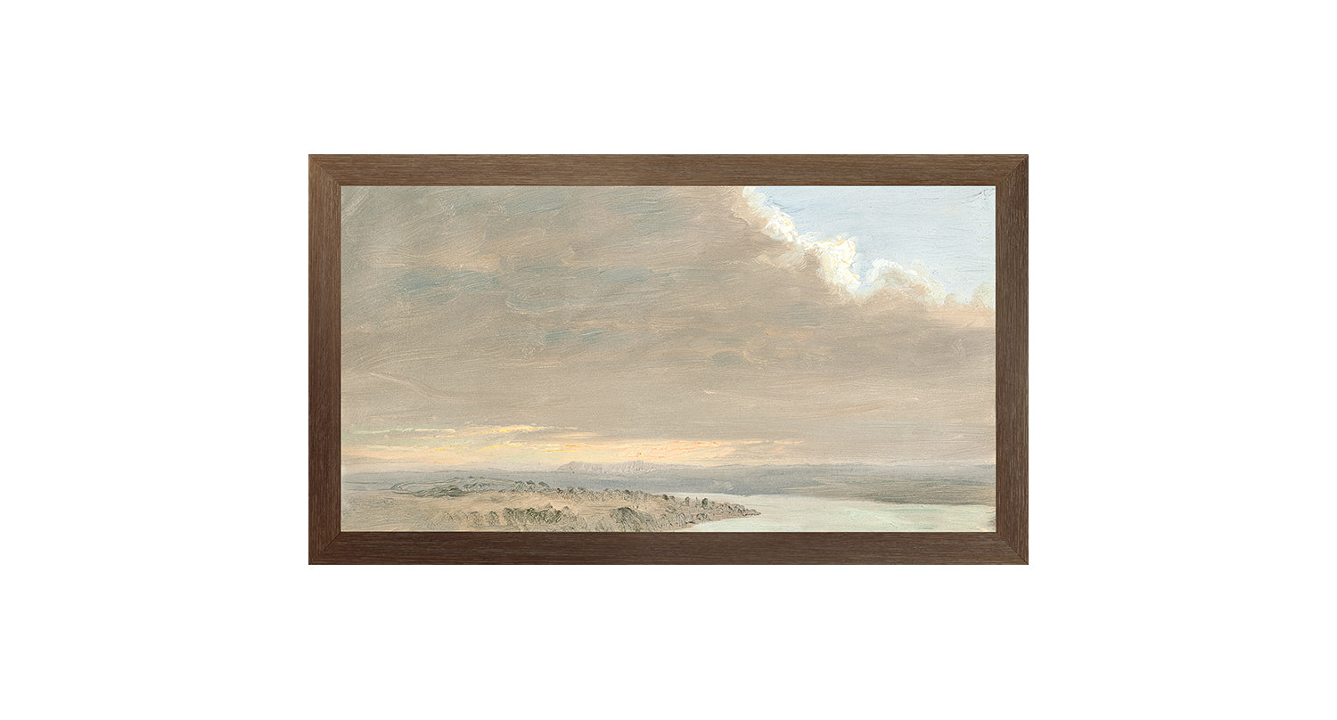 "Hudson River School - Hudson Valley Sunset 1870" Framed Art Print ARTWORK - framed print Celadon Art Small Canvas On Board Dark Wood