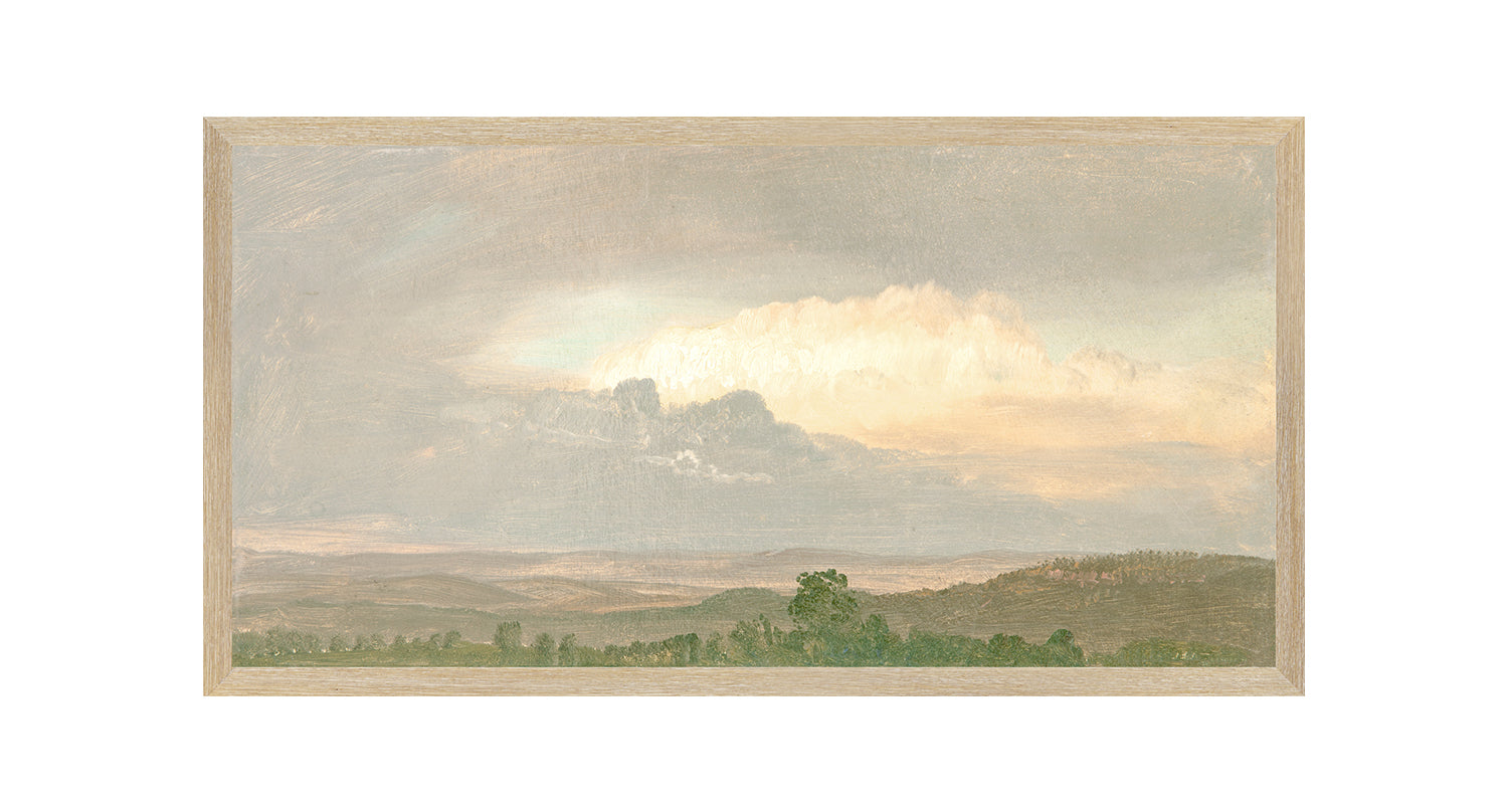"Hudson River School - Clouds Over the Hills 1865" Framed Art Print ARTWORK - framed print Celadon Art Medium Canvas On Board Light Wood