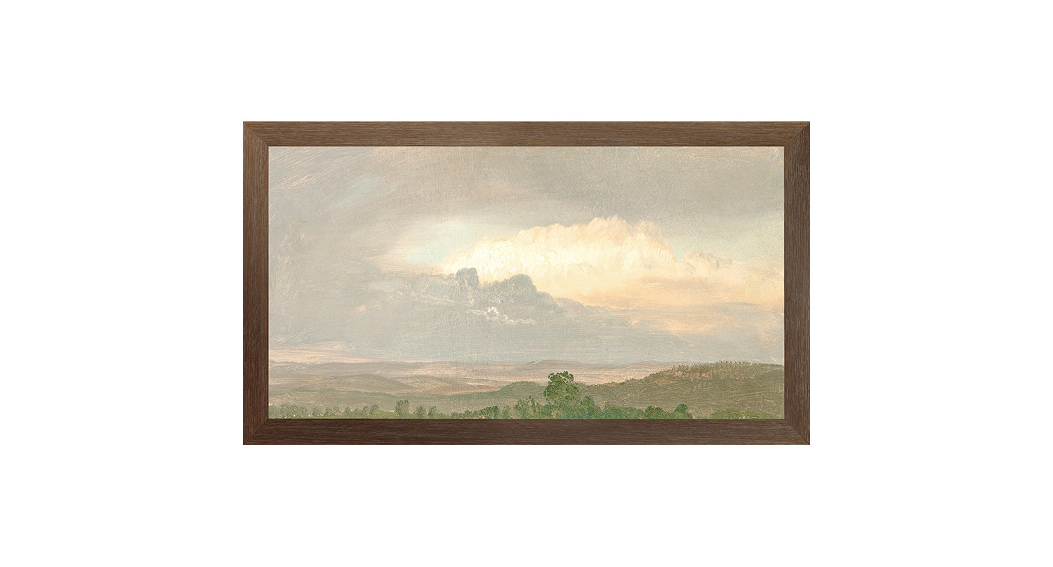 "Hudson River School - Clouds Over the Hills 1865" Framed Art Print ARTWORK - framed print Celadon Art Small Canvas On Board Dark Wood