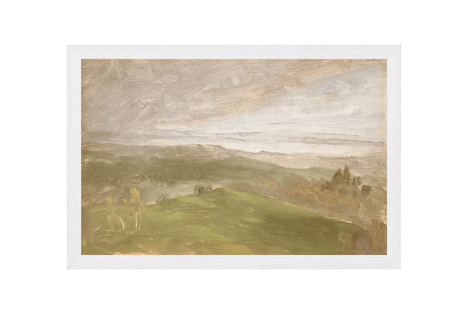 "Hudson River School - Hudson Valley Summer View 1870" Framed Art Print ARTWORK - framed print Celadon Art Medium Canvas On Board White