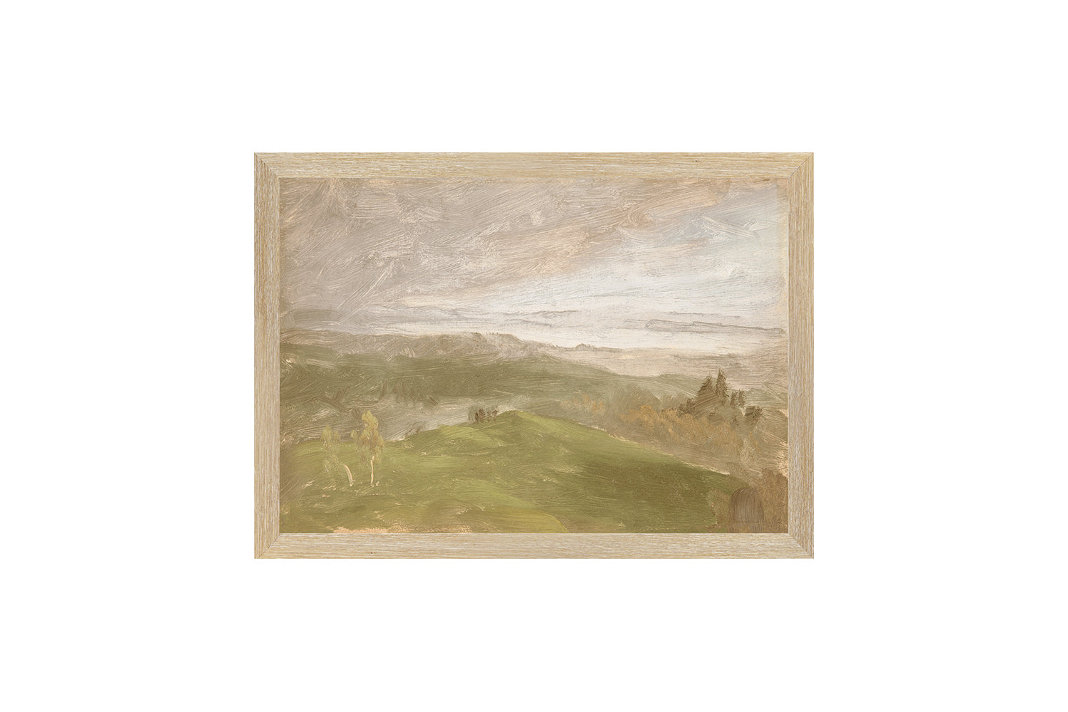 "Hudson River School - Hudson Valley Summer View 1870" Framed Art Print ARTWORK - framed print Celadon Art Small Canvas On Board Light Wood