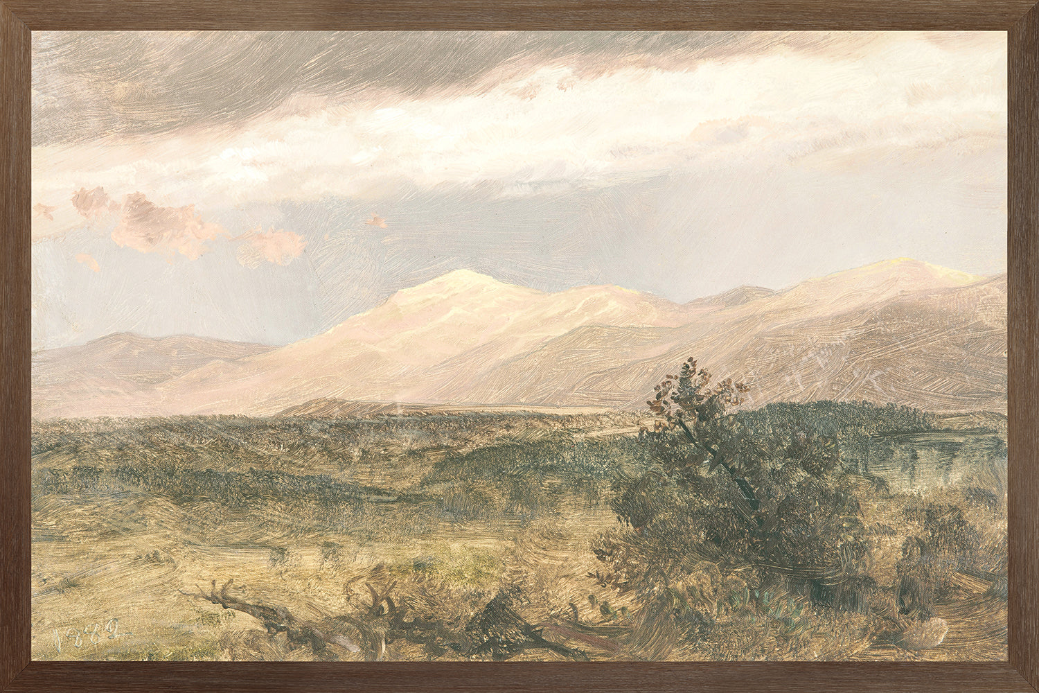 "Hudson River School - Catskills at Sunset 1870" Framed Art Print ARTWORK - framed print Celadon Art Large Canvas On Board Dark Wood