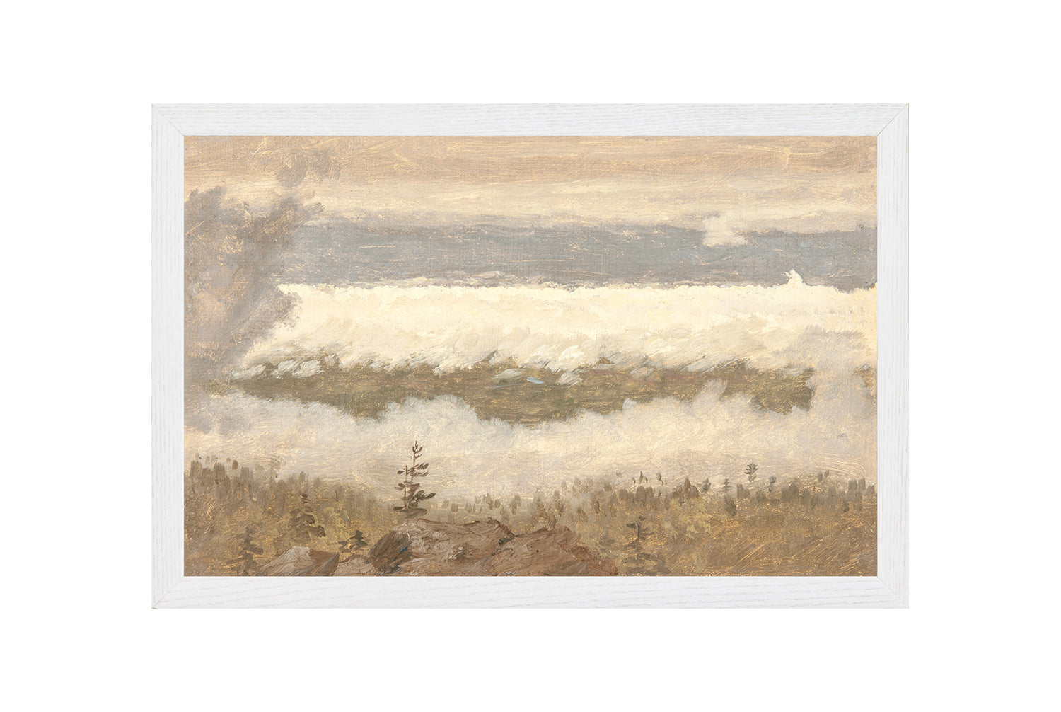 "Hudson River School - Clouds from the Catskills 1870" Framed Art Print ARTWORK - framed print Celadon Art Medium Canvas On Board White