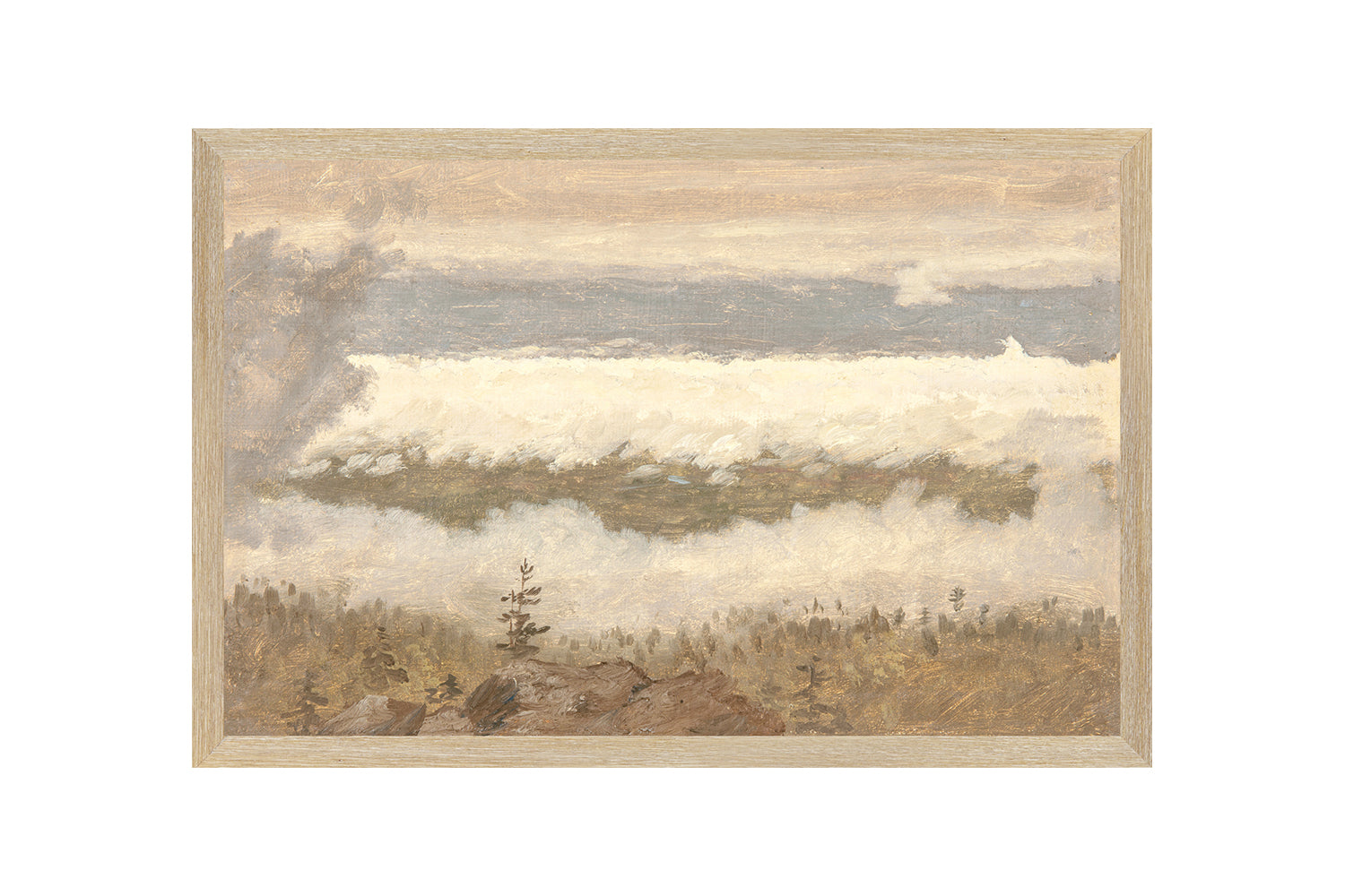 "Hudson River School - Clouds from the Catskills 1870" Framed Art Print ARTWORK - framed print Celadon Art Medium Canvas On Board Light Wood