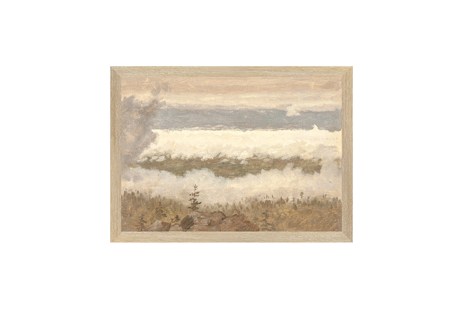 "Hudson River School - Clouds from the Catskills 1870" Framed Art Print ARTWORK - framed print Celadon Art Small Canvas On Board Light Wood