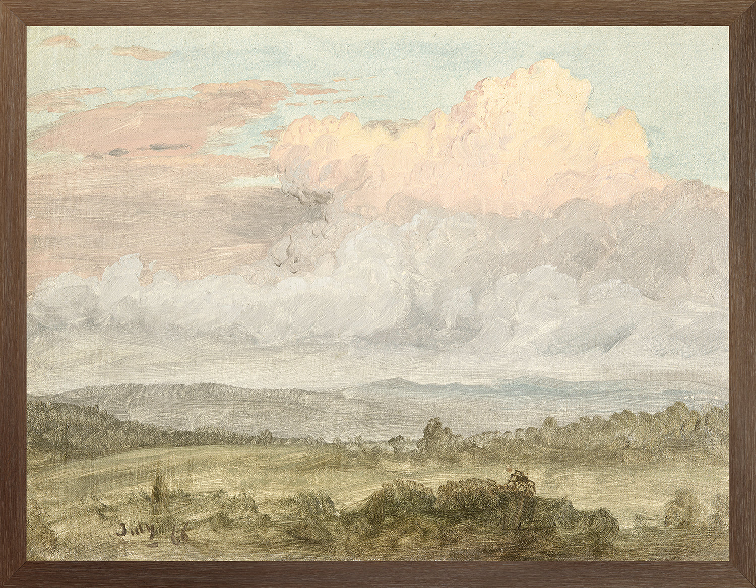 "Hudson River School - Hudson Valley Clouds 1870" Framed Art Print ARTWORK - framed print Celadon Art Large Canvas On Board Dark Wood