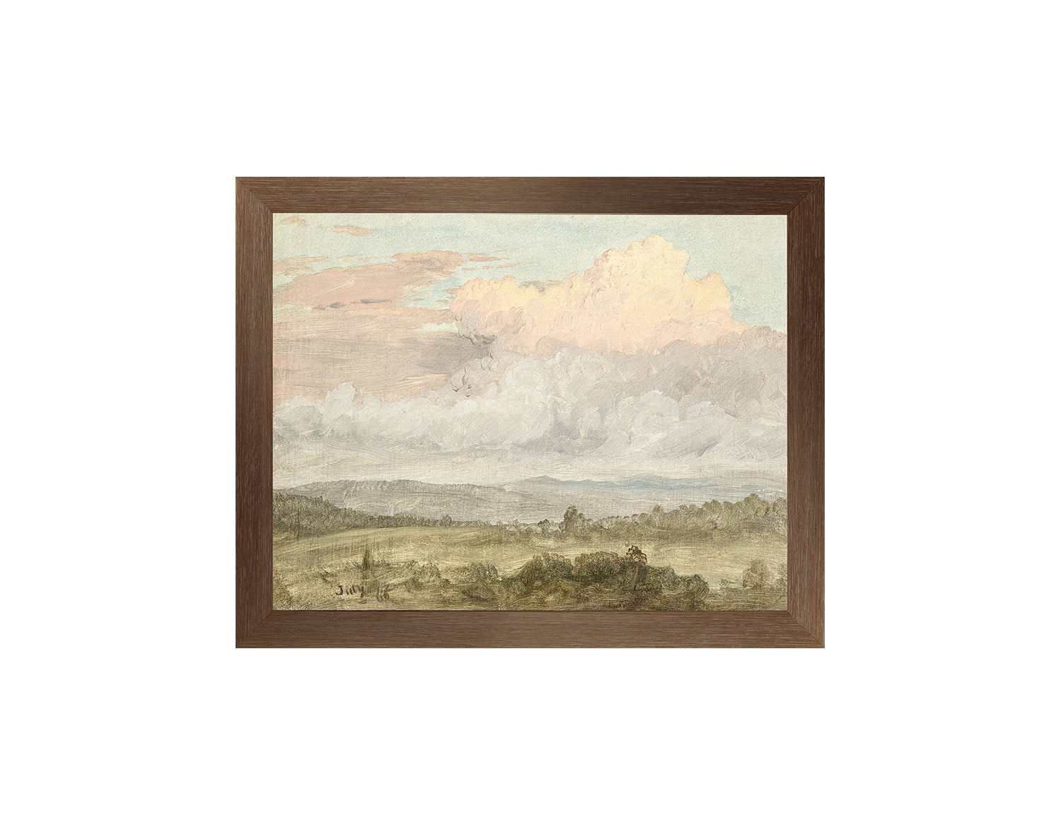 "Hudson River School - Hudson Valley Clouds 1870" Framed Art Print ARTWORK - framed print Celadon Art Small Canvas On Board Dark Wood