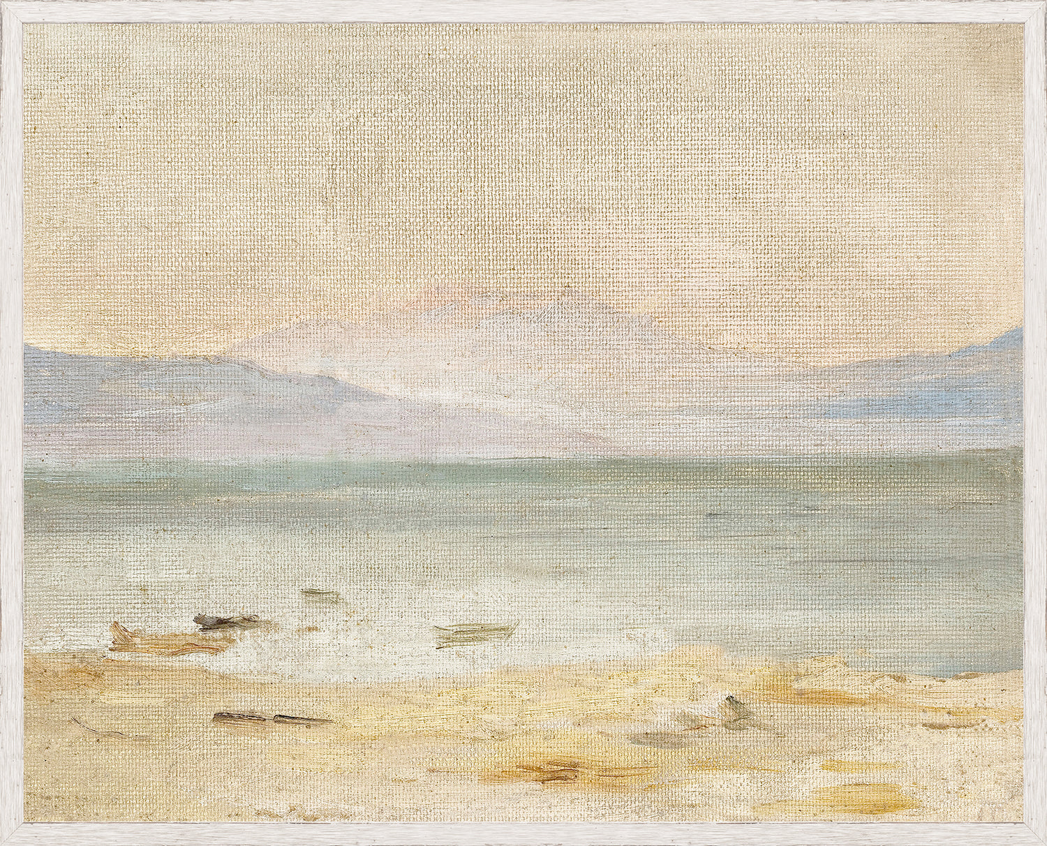 "Coastline - Raw Canvas" Framed Art Print ARTWORK - framed print Celadon Art Medium Glass Framed