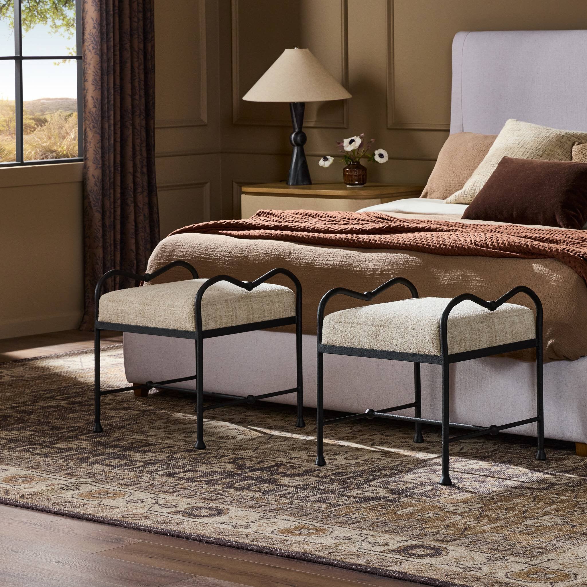 Leona Accent Stool FURNITURE - ottomans Four Hands