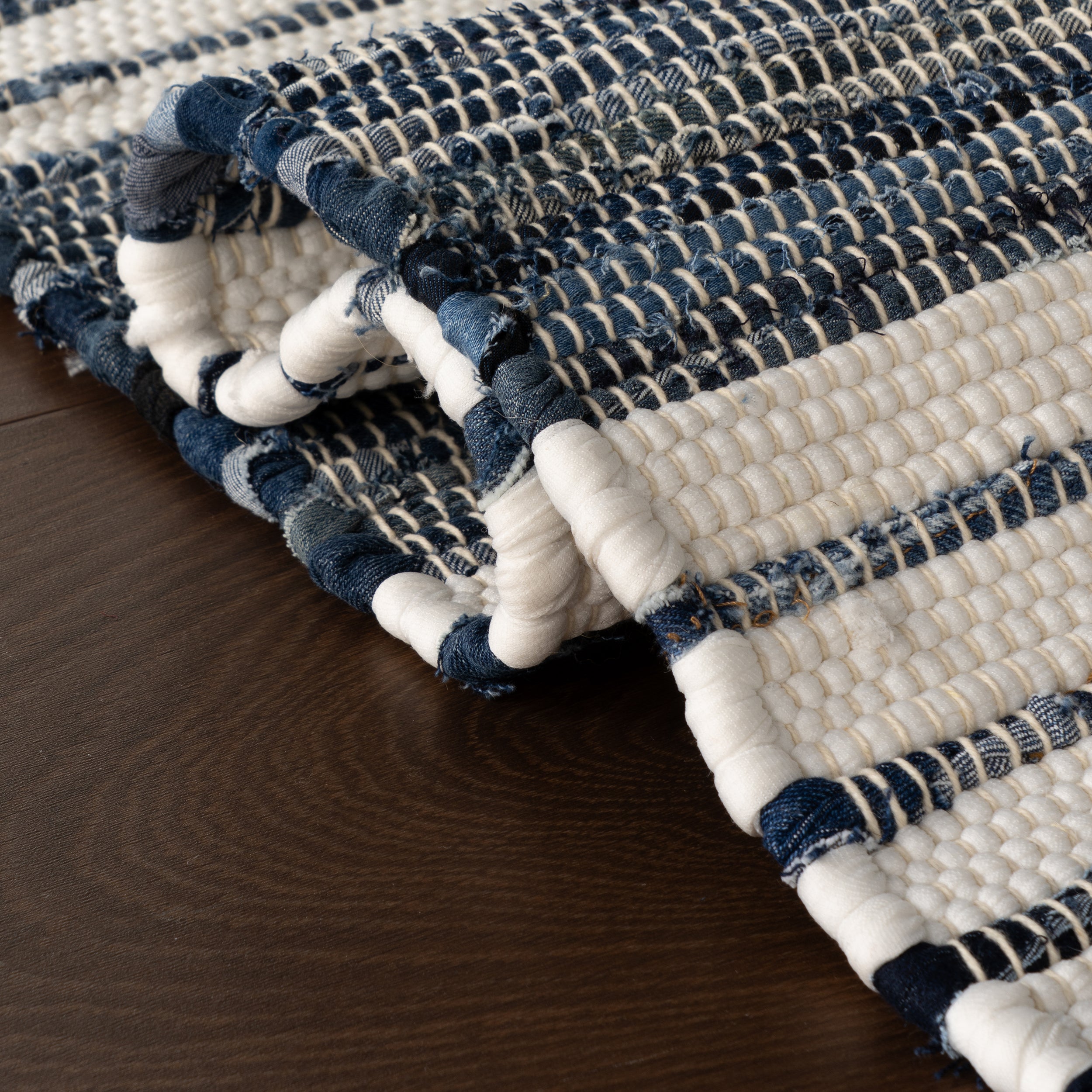 Diora Denim Bohemian Striped Rug RUGS - cotton Dash & Albert