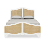 Covington Bed FURNITURE - bed Bramble Architectural White w/ Rattan Natural Queen