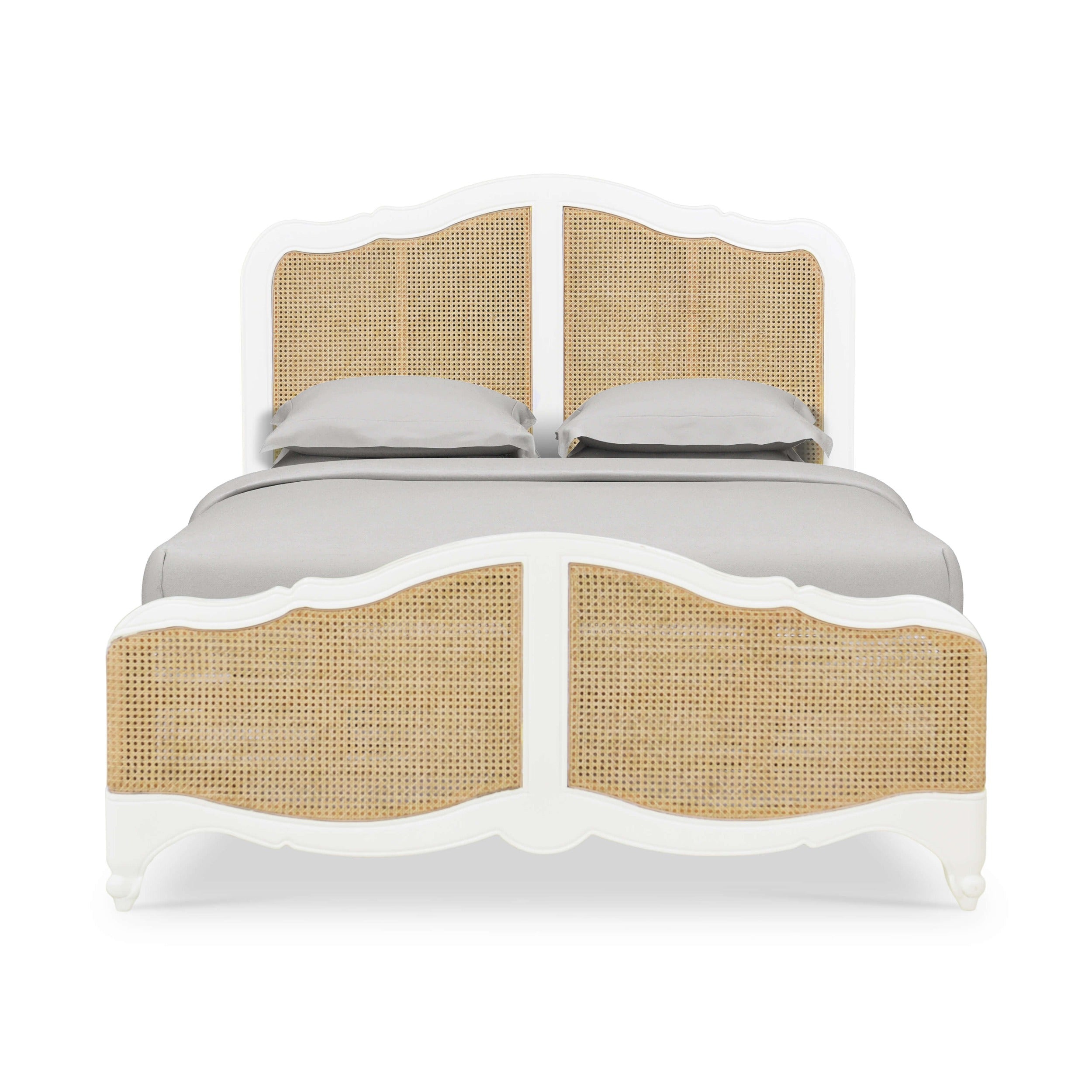 Covington Bed FURNITURE - bed Bramble Architectural White w/ Rattan Natural Queen