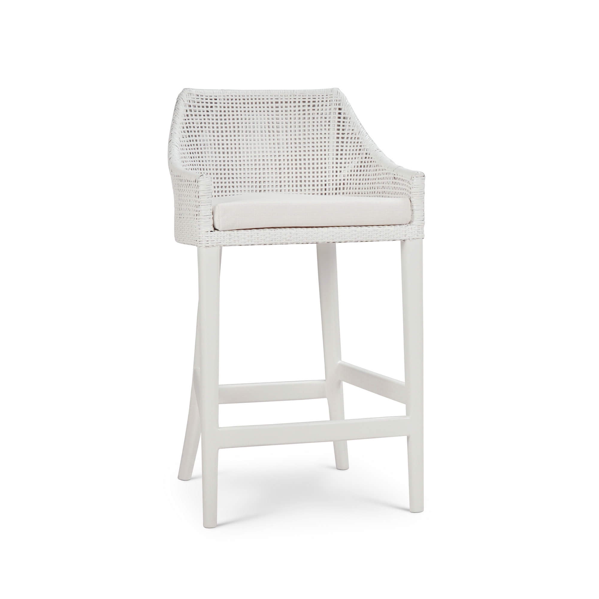 Savanah Counter/Bar Stool FURNITURE - barstools & counter stool Bramble True White Rattan & Legs w/ Arctic White Seat Cushion Counter Stool