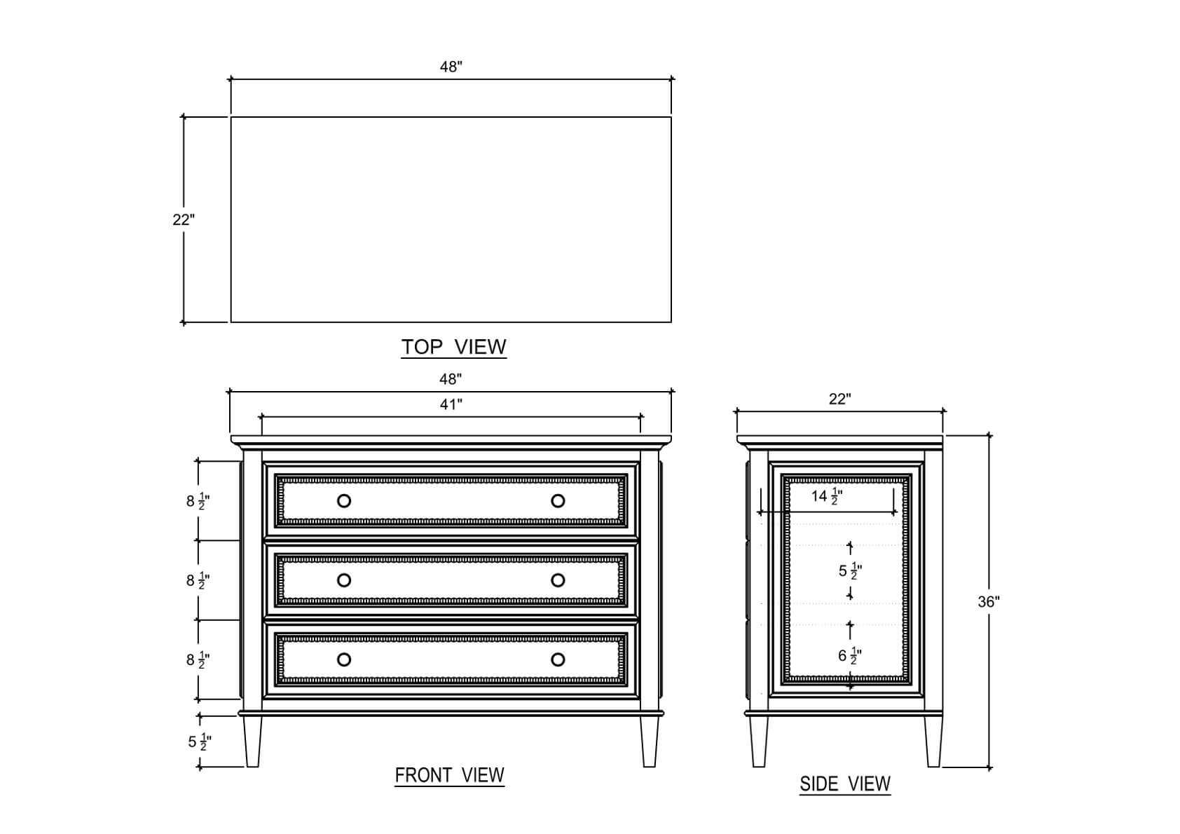 Vivienne 3 Drawer Dresser FURNITURE - dresser Bramble