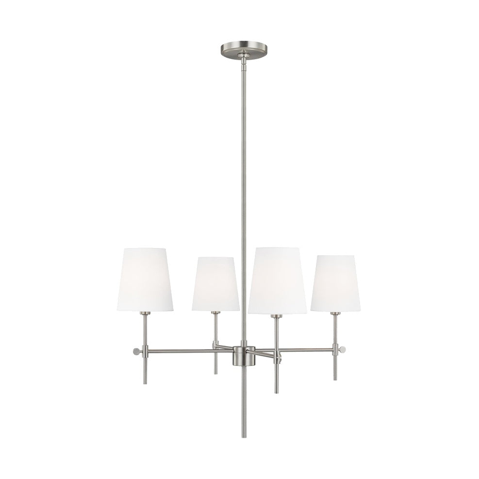 Baker Four Light Small Chandelier LIGHTING - chandelier Visual Comfort Brushed Nickel