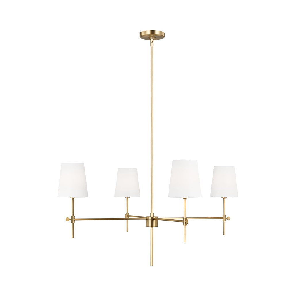 Baker Four Light Large Chandelier LIGHTING - chandelier Visual Comfort - Studio Satin Brass