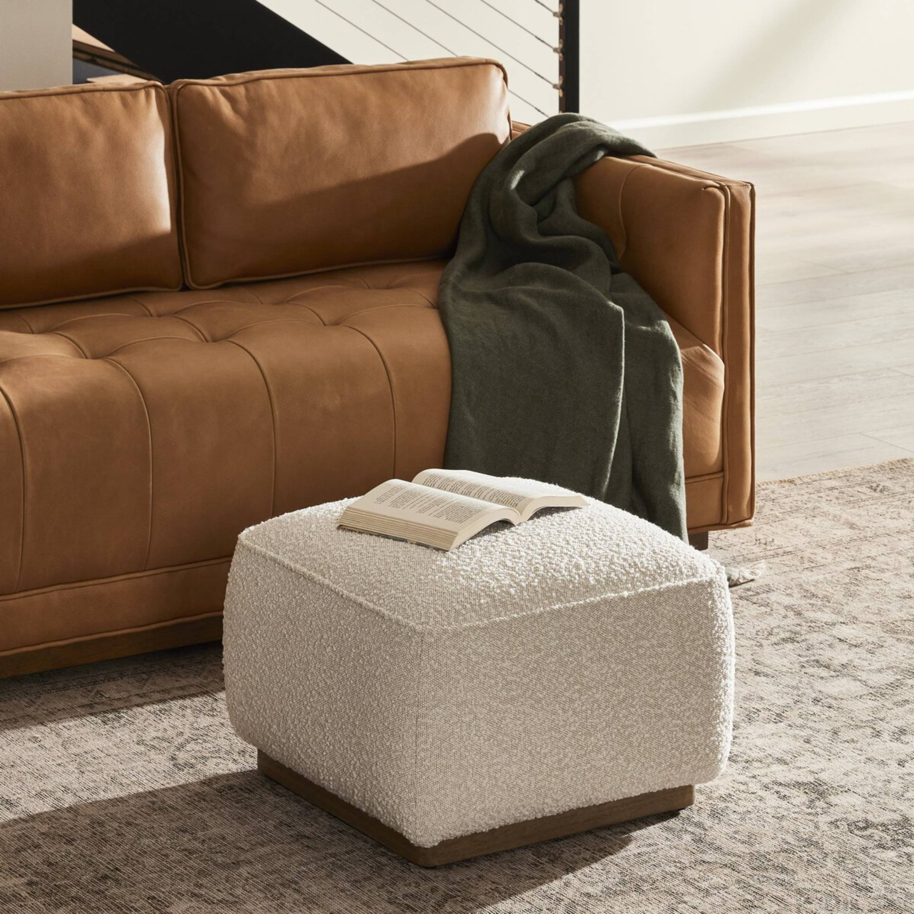 Sinclair Square Ottoman-21" FURNITURE - ottoman Four Hands