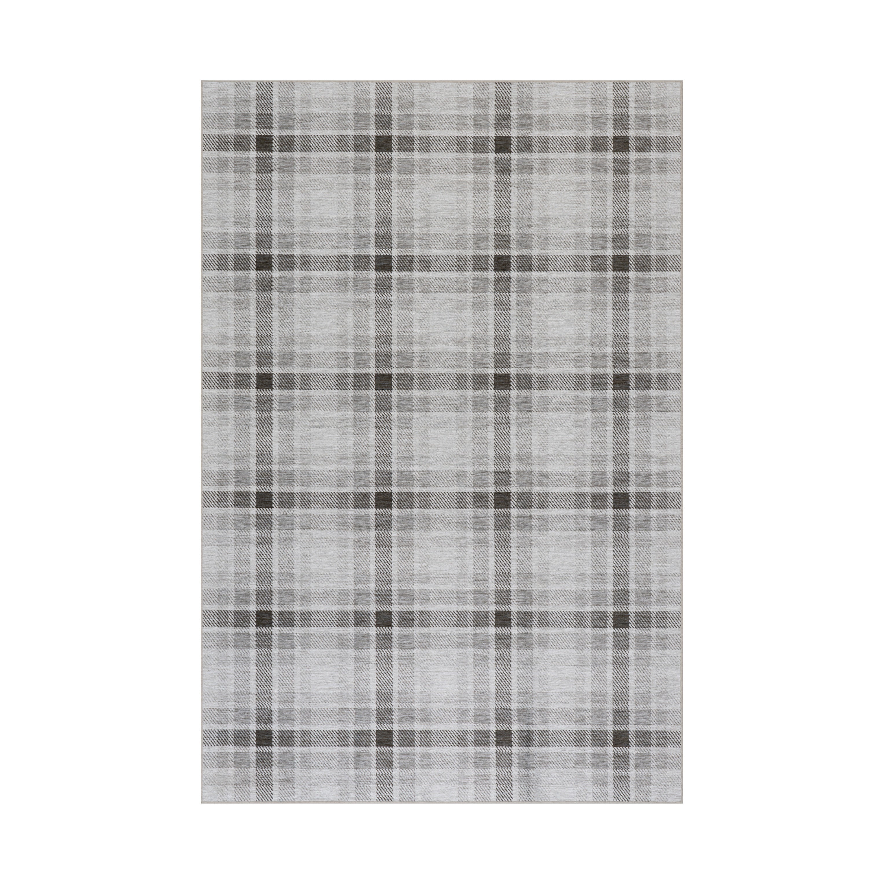 Andri Modern Plaid Machine Washable Rug RUGS - synthetic Dash & Albert Black 2' x 3'