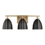 Norman Three Light Wall / Bath LIGHTING - vanity Visual Comfort Midnight Black Satin Brass