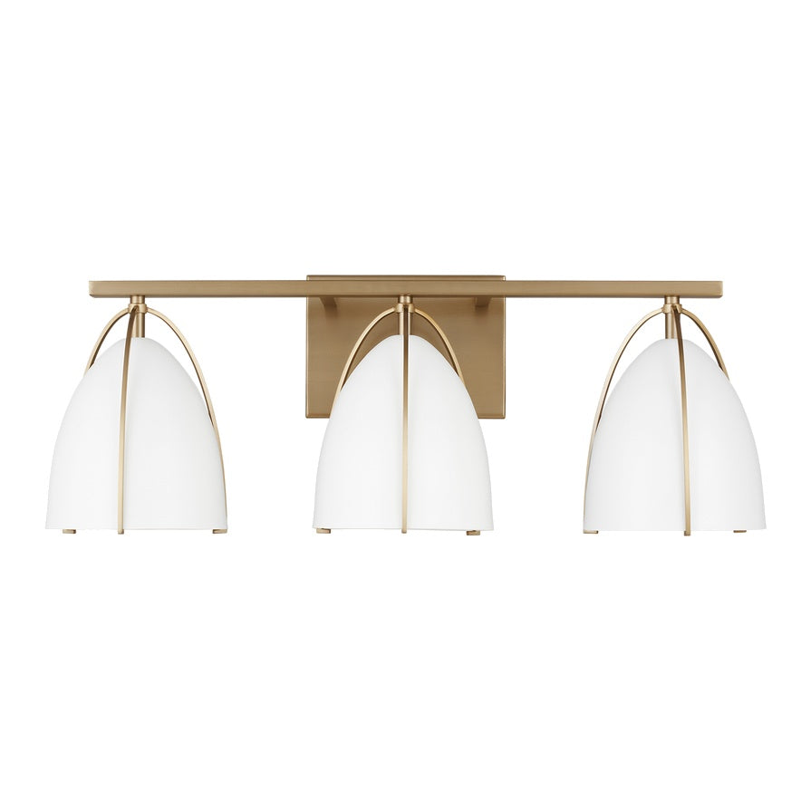 Norman Three Light Wall / Bath LIGHTING - vanity Visual Comfort - Studio Matte White Satin Brass