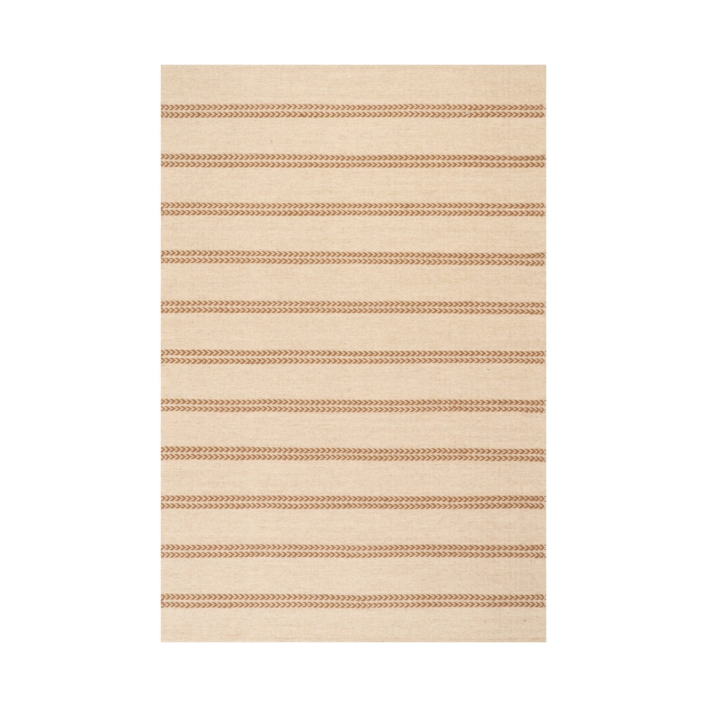 Nate Berkus York Striped Wool Cozy Area Rug RUGS - wool Dash & Albert Tan 3' x 5'
