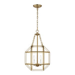 Morrison Small Three Light Lantern LIGHTING - pendant Visual Comfort Satin Brass Clear Glass