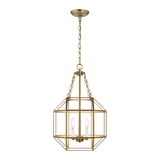 Morrison Small Three Light Lantern LIGHTING - pendant Visual Comfort Satin Brass Clear Glass