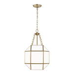 Morrison Small Three Light Lantern LIGHTING - pendant Visual Comfort Satin Brass White Glass