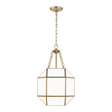 Morrison Small Three Light Lantern LIGHTING - pendant Visual Comfort Satin Brass White Glass