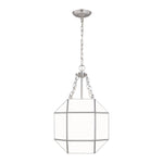 Morrison Small Three Light Lantern LIGHTING - pendant Visual Comfort Brushed Nickel White Glass