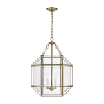 Morrison Medium Three Light Lantern LIGHTING - pendant Visual Comfort Satin Brass Clear Glass