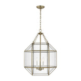 Morrison Medium Three Light Lantern LIGHTING - pendant Visual Comfort Satin Brass Clear Glass